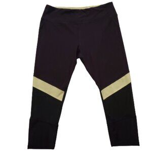 RBX Active Women's Capri Length Workout Yoga Mesh Leggings Purple/White XL/TG